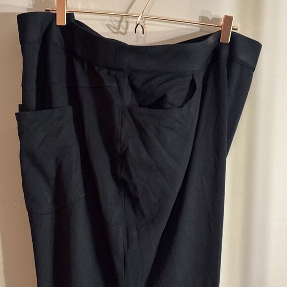 Lane Bryant Wide Leg Trousers Black Stretch Elastic Waist Pockets Sz 30/32 - Picture 2 of 9
